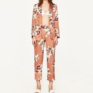 Zara Floral Co-ord Set Pants Jacket